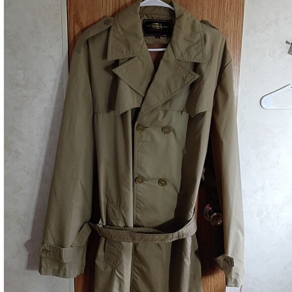 VINTAGE TOTES Trench Rain Coat Mens XL British Crown Colony Hong Kong Utility - Picture 3 of 11